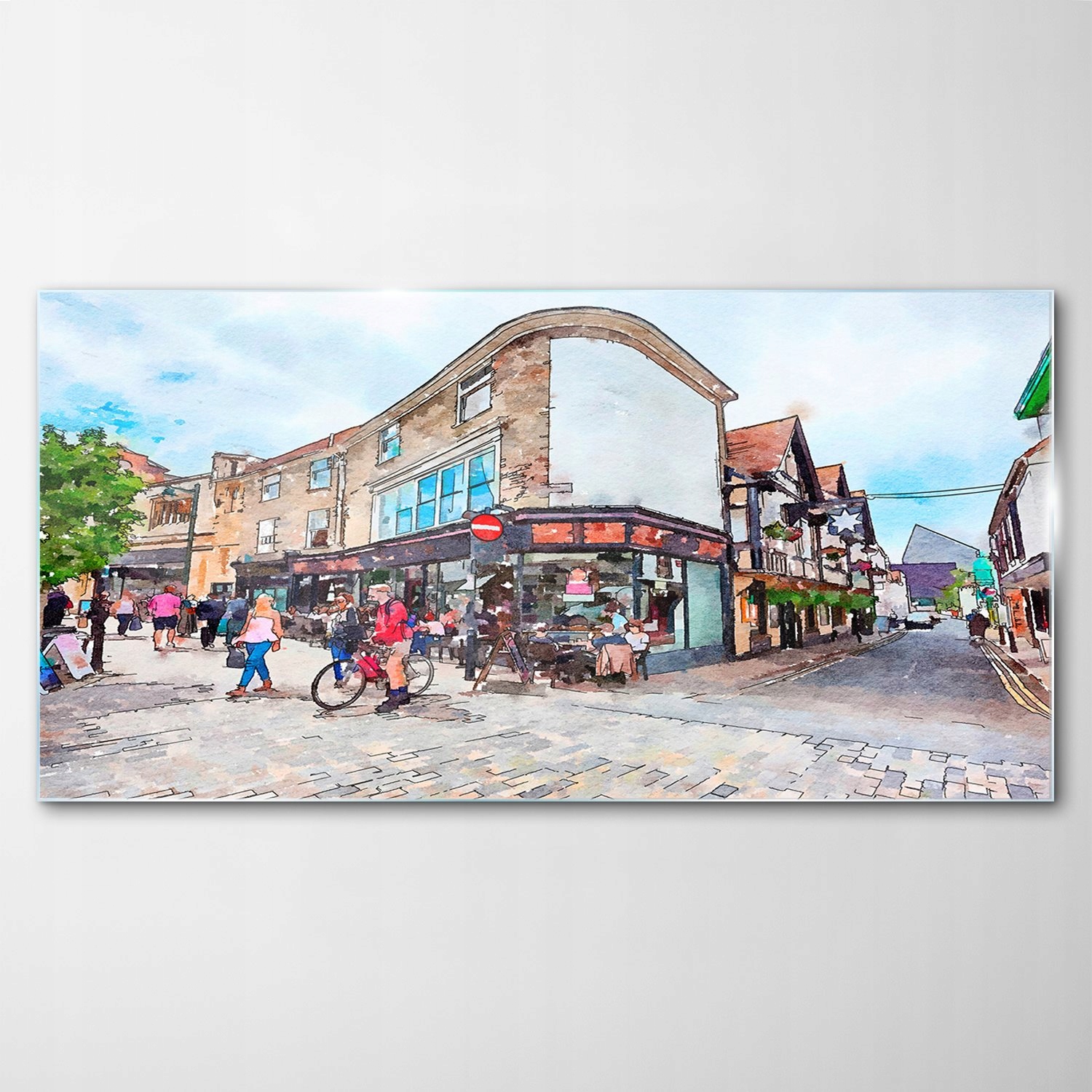 

Hartowany Obraz Szklany Turyści Akwarele 140x70