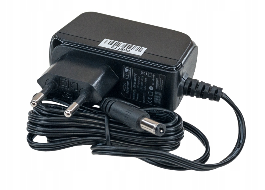 zasilacz wtyczkowy 5V/3A gniazdo Ac: Cee 7/16, wtyk DC: 2.1/5.5 (+)