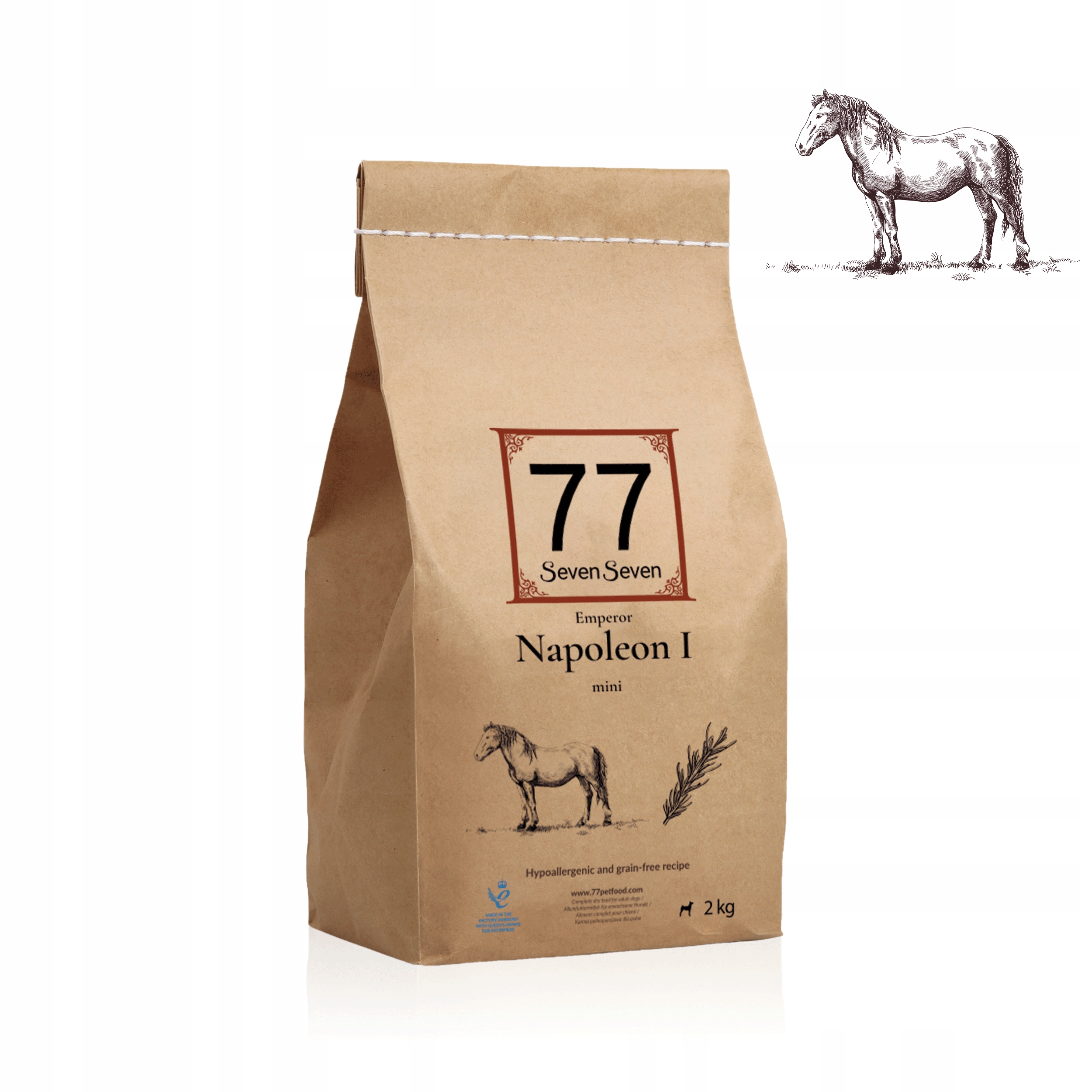 77 mini Napoleon I suché krmivo Konina s bylinkami hypoalergenní 2 kg