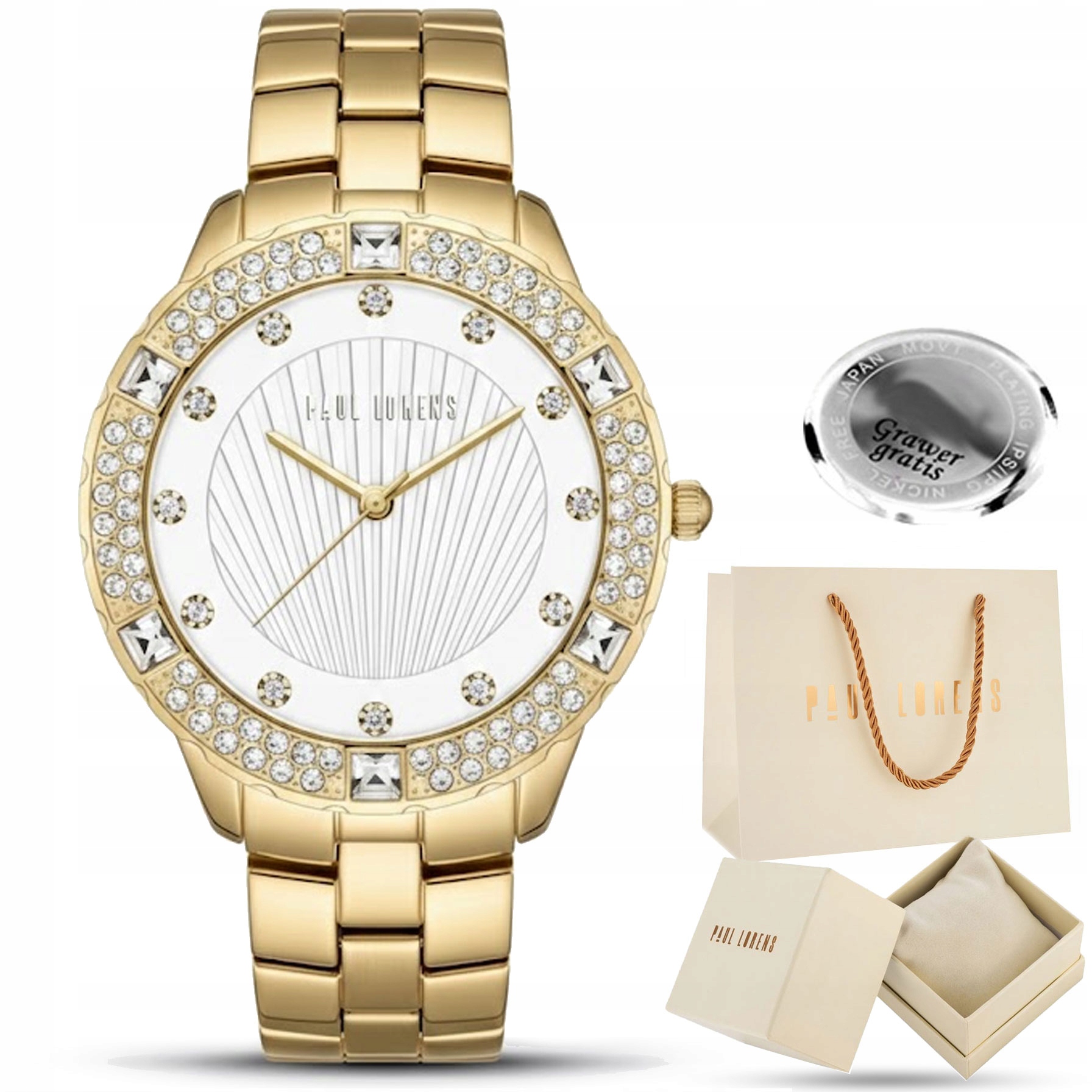 Dámské hodinky Paul Lorens Naome se Zirkony a ocelovým náramkem Gravírování