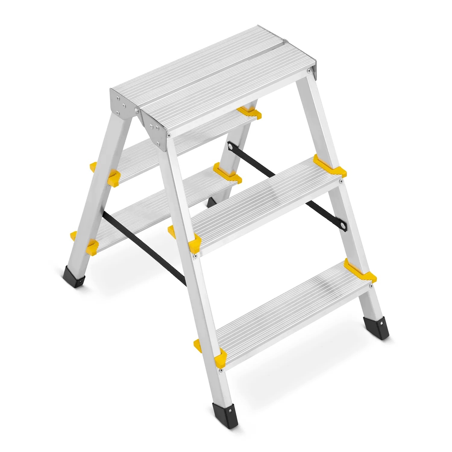 Drabina aluminiowa domowa dwustronna składana HIGHER 2x3 stopnie taboret podnóżek schodek — 20