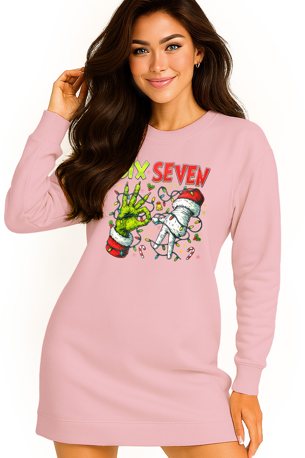 Mikina Vánoční Oversize Šaty Six Seven 67 Grinch Dárek XL
