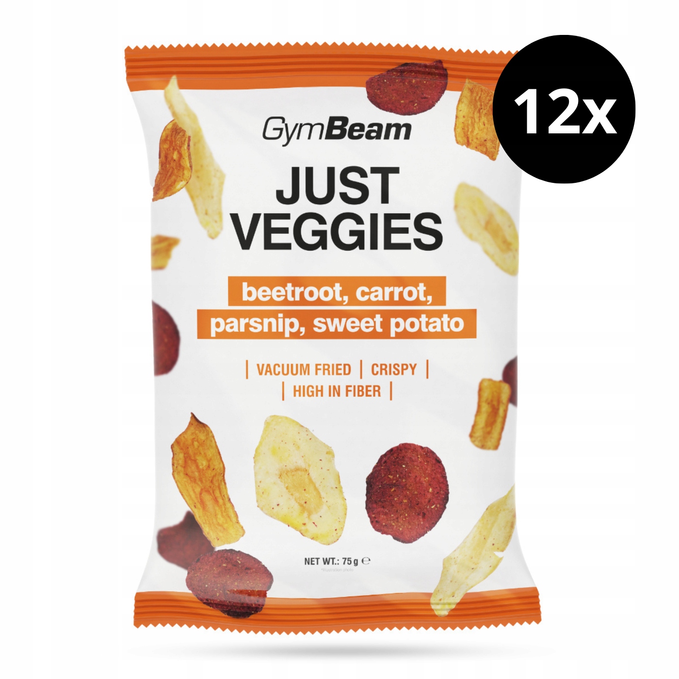 Just Veggies Chipsy Warzywne Z Buraka Marchewki Pasternaku GymBeam 12x75g