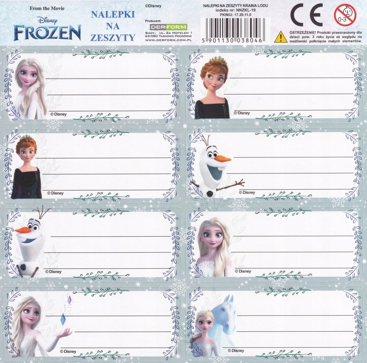 

Nalepki na zeszyty Frozen Kraina Lodu