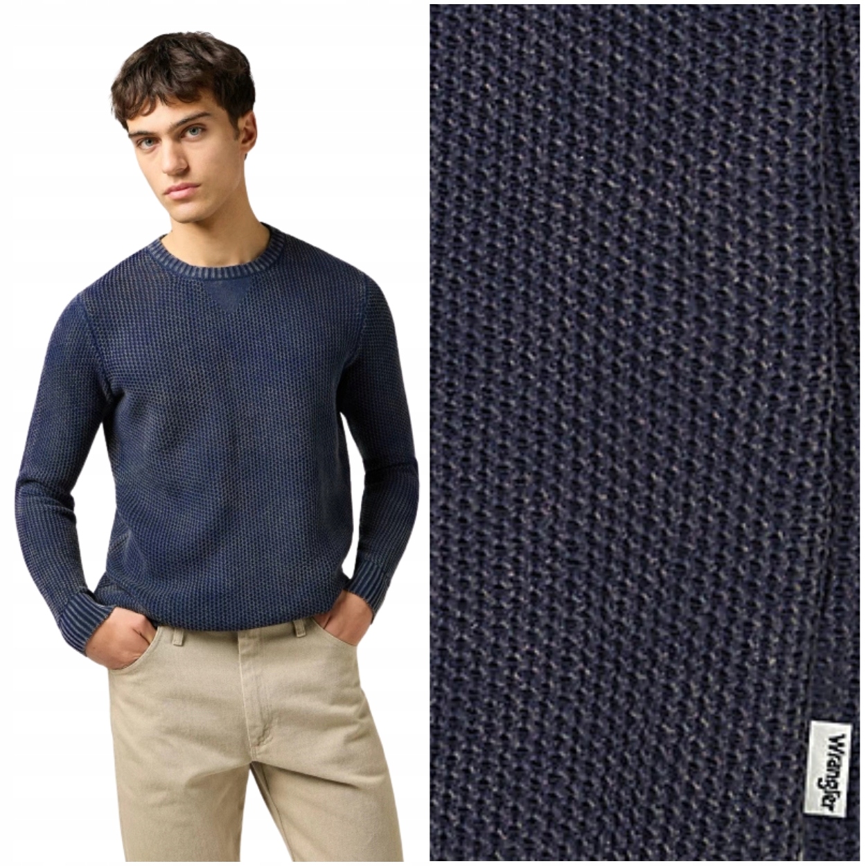 Wrangler Crewneck Sweater prolamovaný bavlněný vintage svetr Regular XXL