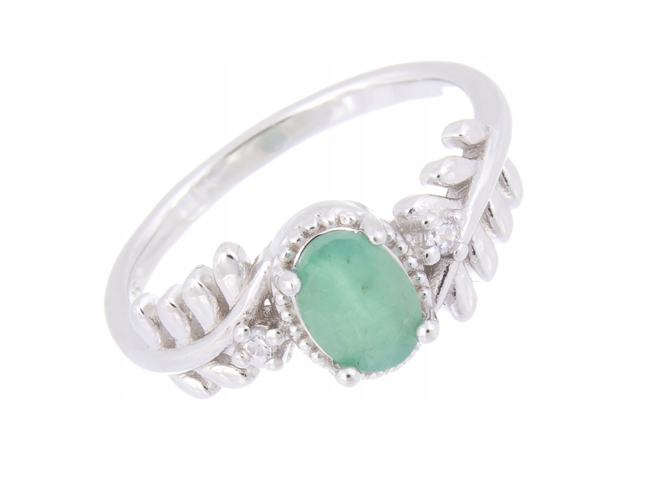 Stříbrný Prstýnek VEL.13 Smaragd Přírodní