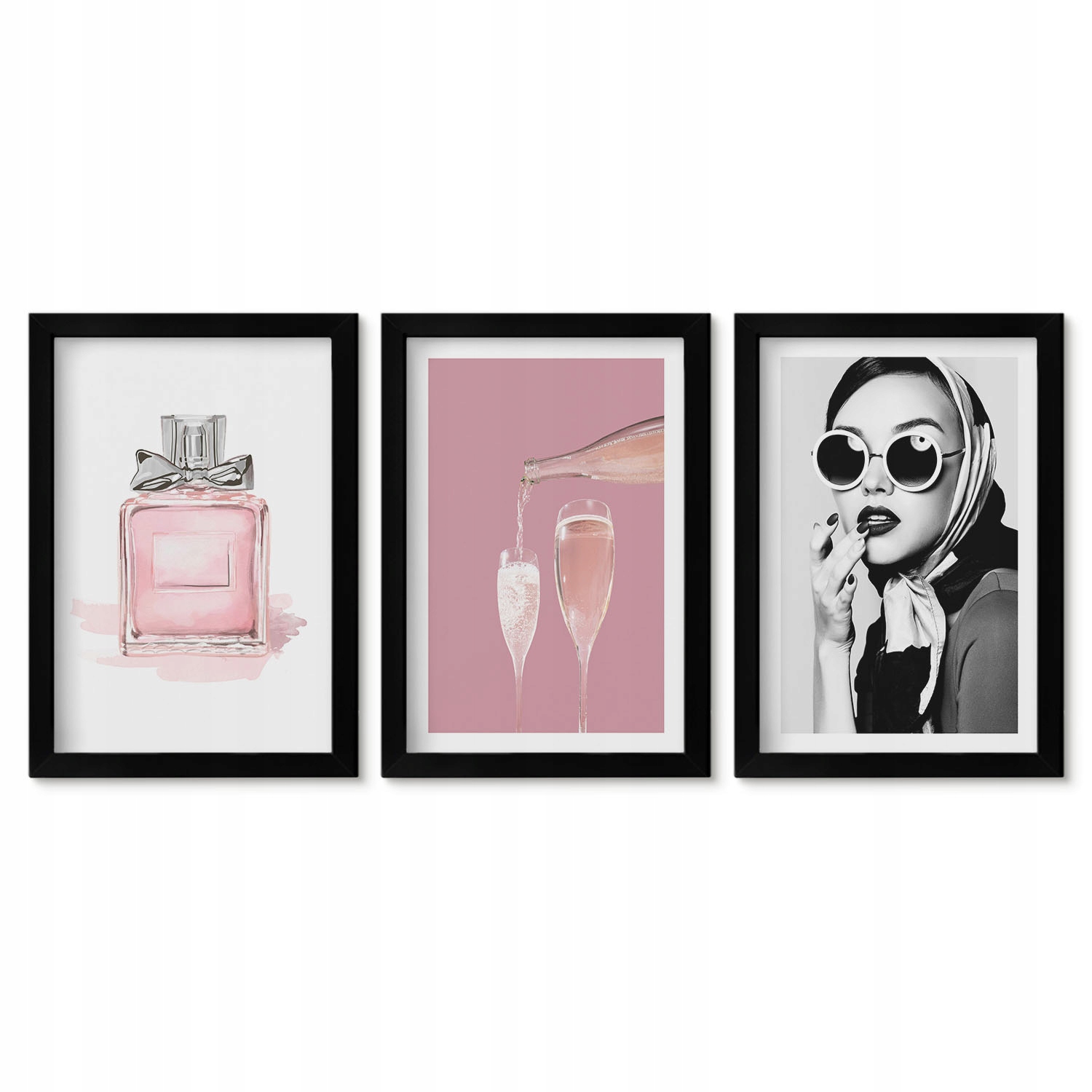 Sada Triptych Set Foto Obrazů Sada 20x30 Stylové růžové doplňky