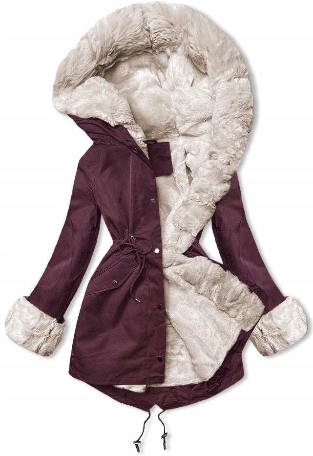 Zimní Bunda S Kožešinou 5M763 Bordo XL (42)