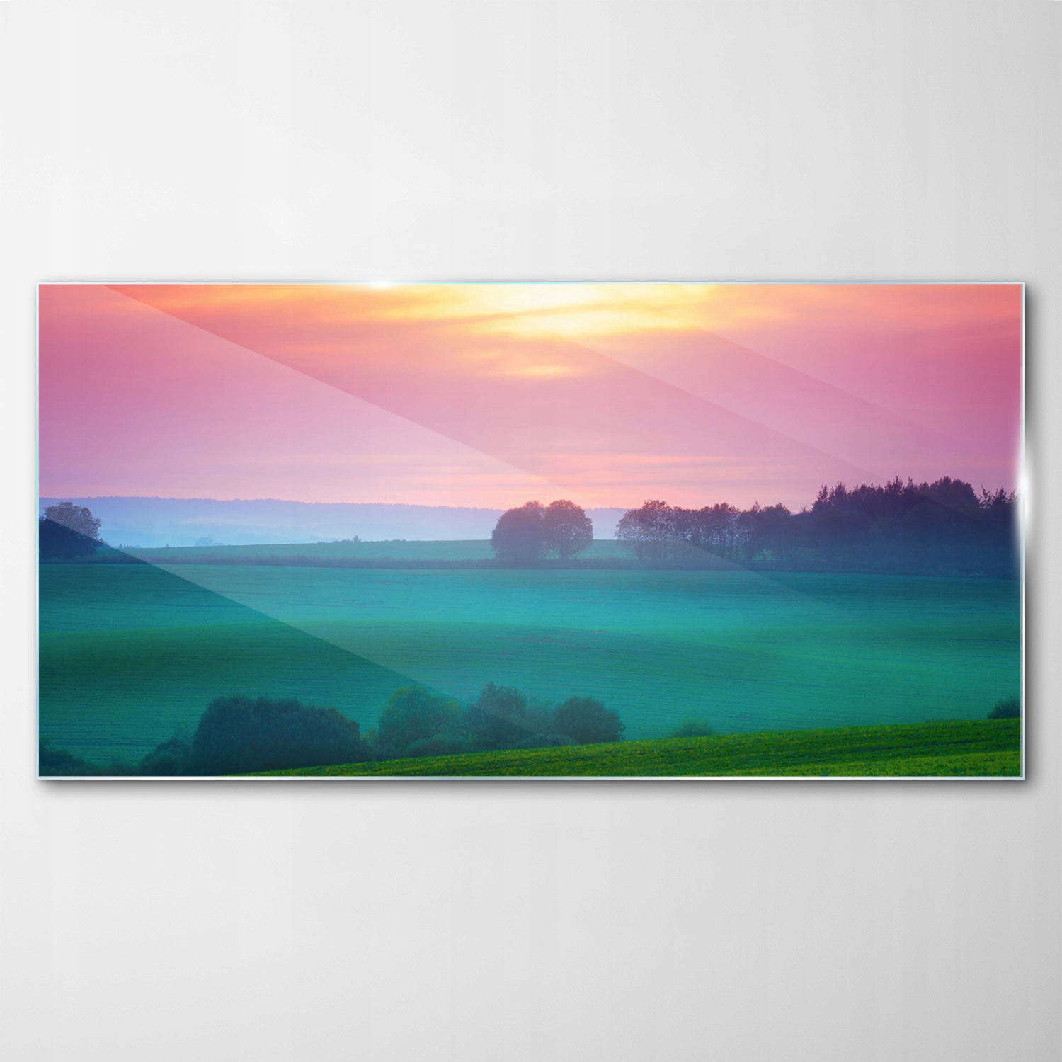 Obraz Sklenená dekorácia Krajina Východ slnka 140x70