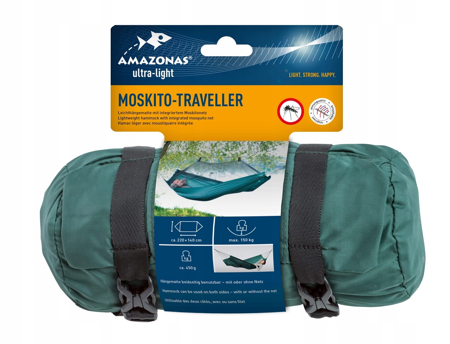 AMAZONAS Ultra Lekki Hamak Moskito Traveller 220x140cm Do 150kg — miniatura 2