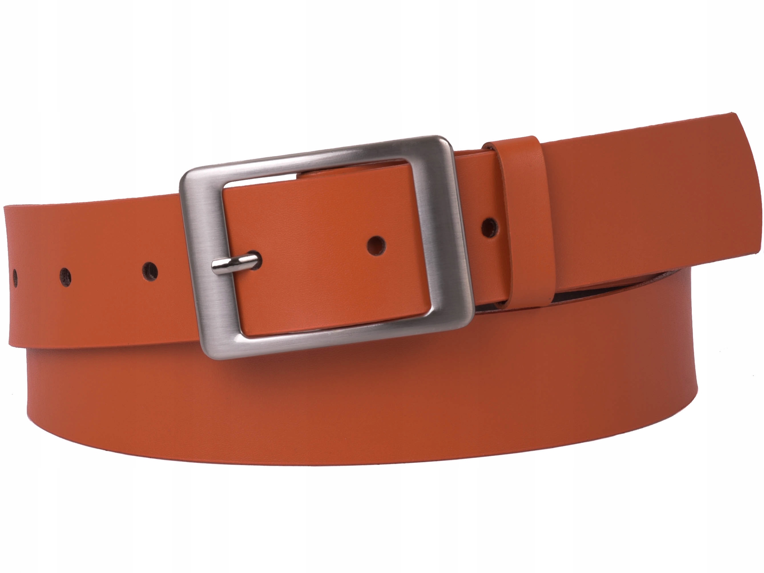 

Damski Skórzany pasek 4cm Pomarńczowy |75obw
