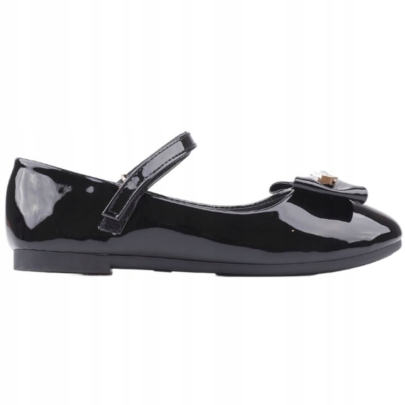 CZARNE BALERINKI DZIEWCZĘCE LAKIEROWANE NA RZEPY DO SZKOŁY NA KOMUNIE Rozmiar 31