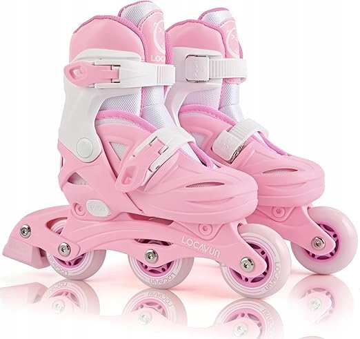 Kolečkové Brusle pro děti Locavun nastavitelné svítící 30-35 růžové odolné 4v1