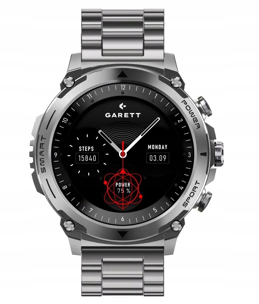 Garett Electronics Smartwatch Atom strieborný oceľový