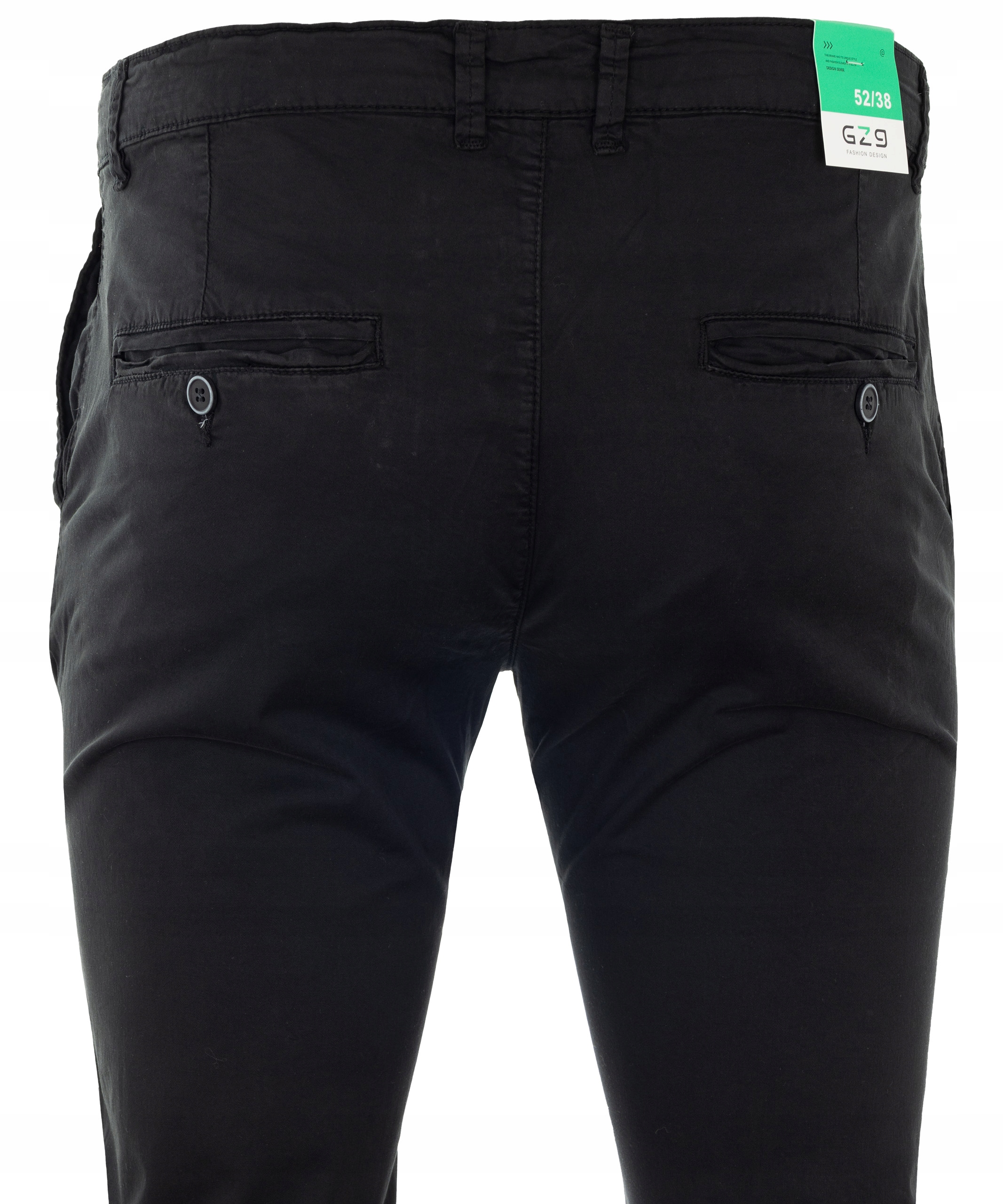 SPODNIE MATERIAŁOWE CZARNE LETNIE BAWEŁNIANE Z ELASTANEM CHINOSY W46(29 Długość nogawki długa