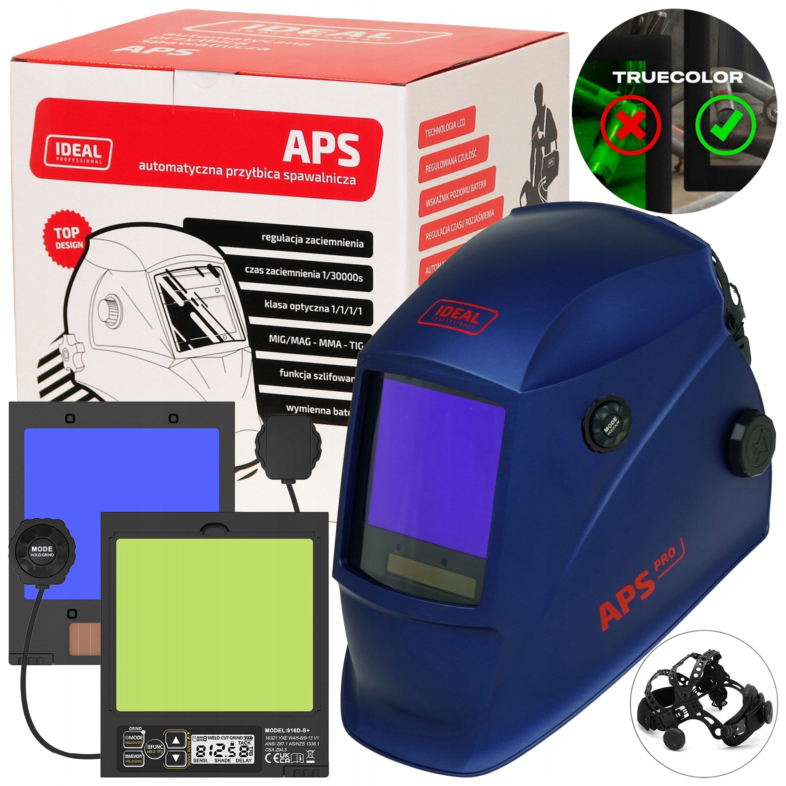 Automatická Přilba Ideal Aps Pro 916D Blue Matt 1/1/1/1 LCD True View