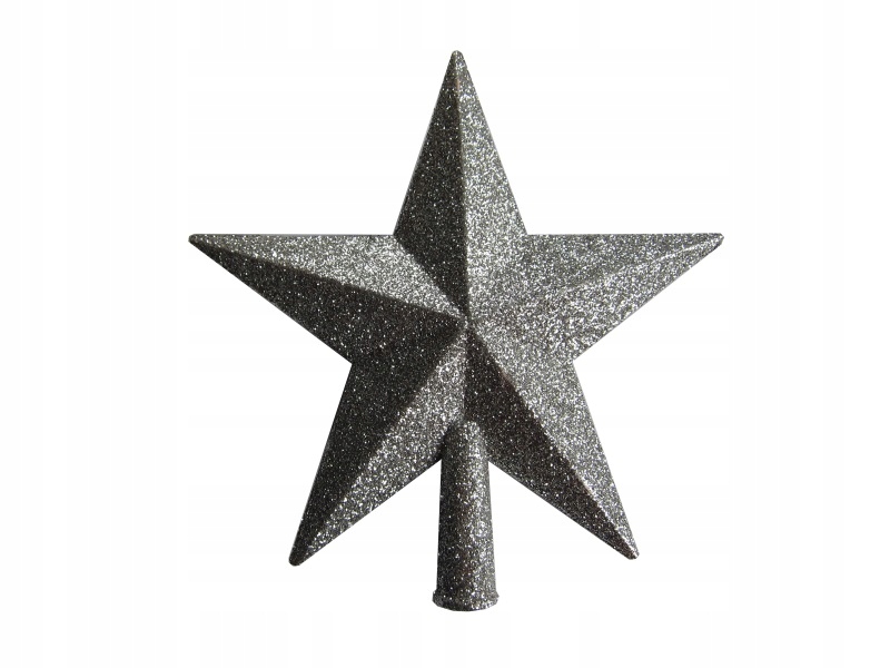 

Gwiazda/Czubek choinkowy brokatowy- Srebrny 21cm