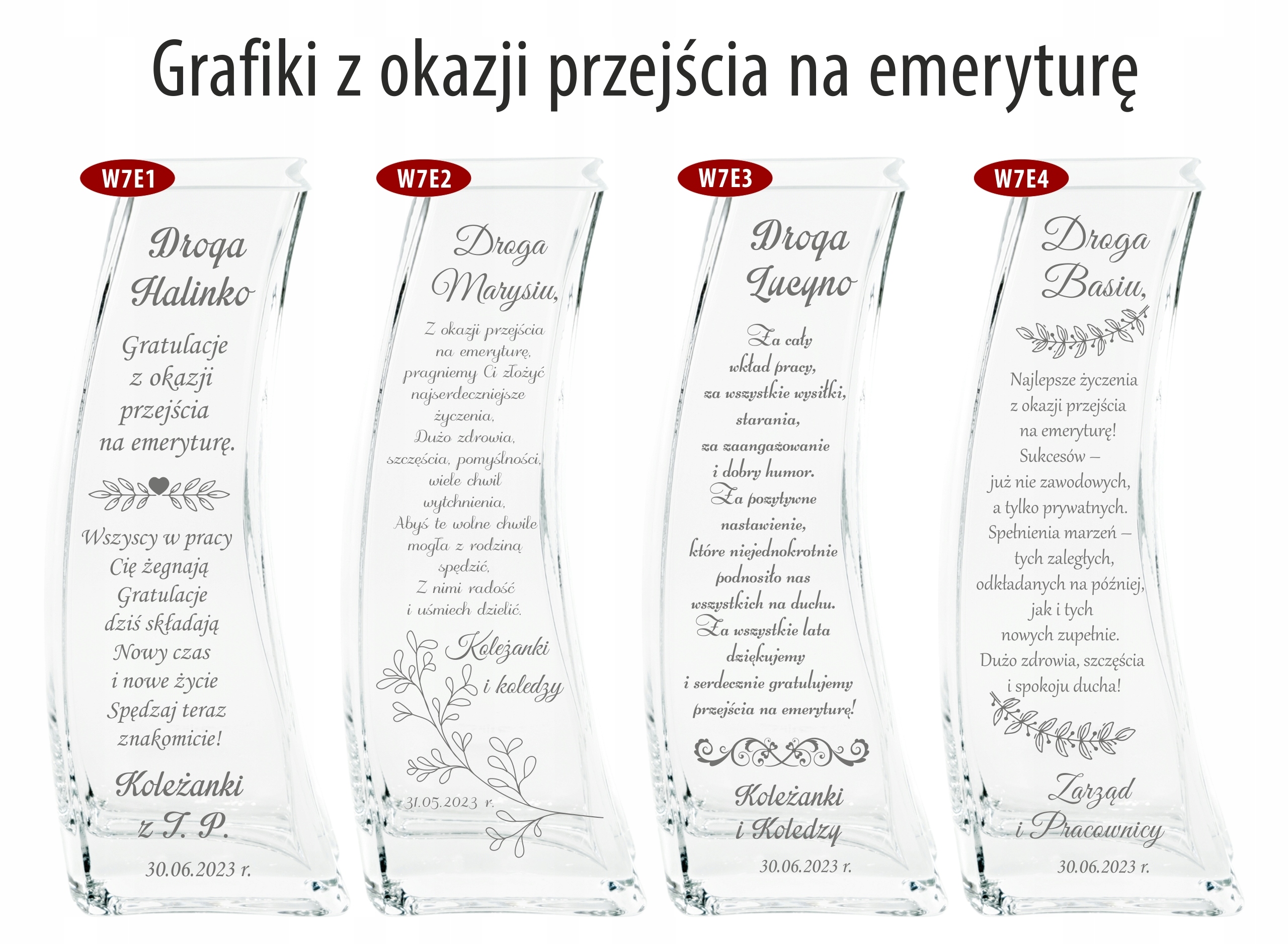 Wazon z GRAWEREM 29cm DLA NAUCZYCIELA, JUBILEUSZ Materiał szkło