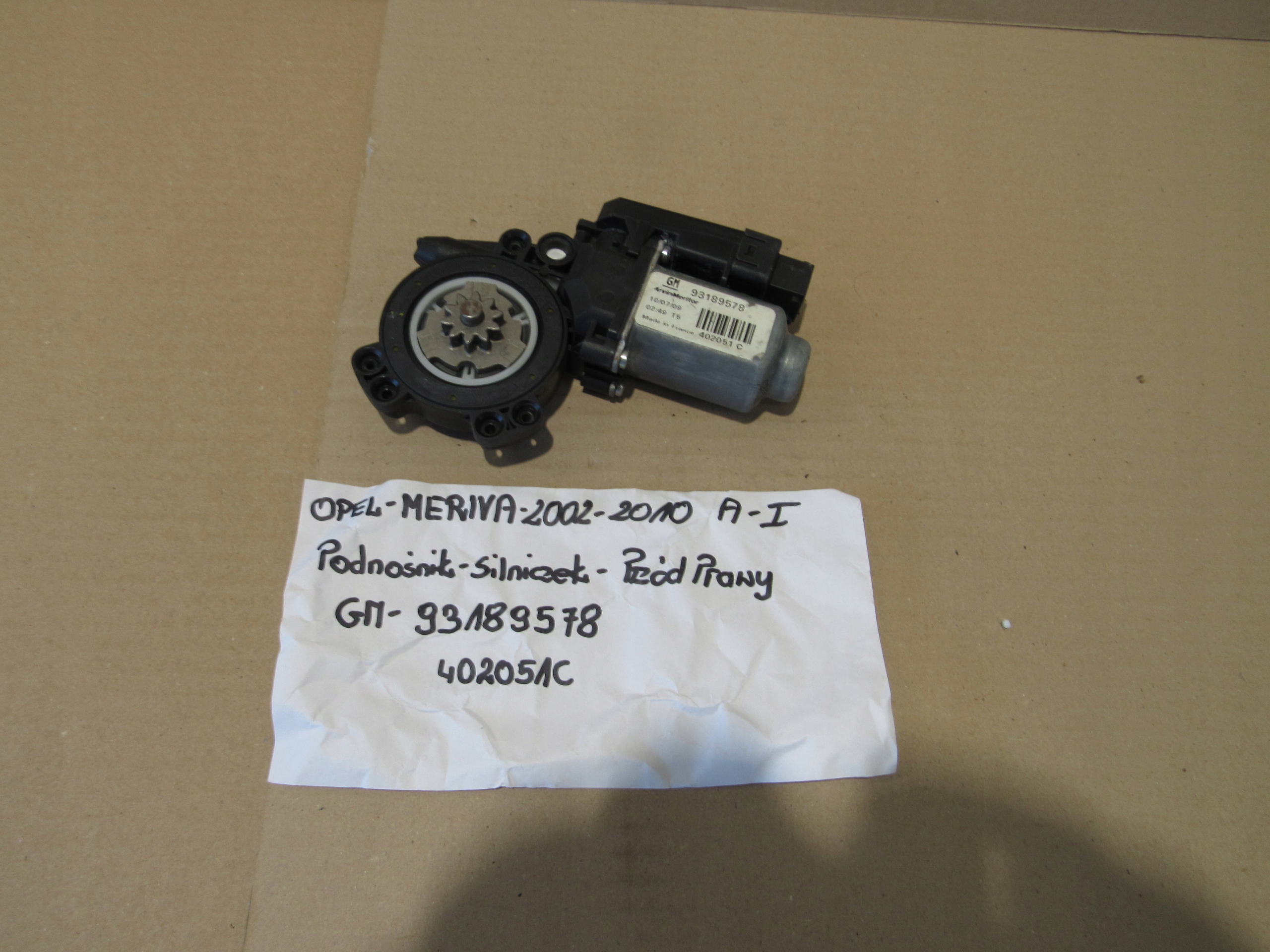 OPEL MERIVA A 2002-2010 PODNOŚNIK SILNICZEK PRZÓD PRAWY