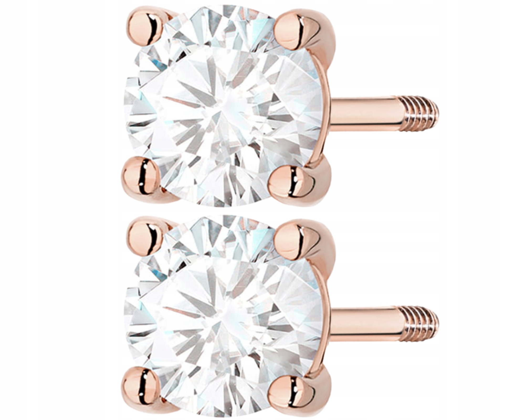 Růžové Zlato Náušnice Diamanty Lab Šroubovací Tyčinka Zlato 585