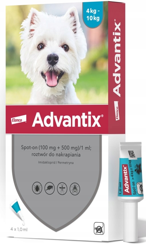 Krople na pasożyty Elanco Advantix 4 x 1 ml