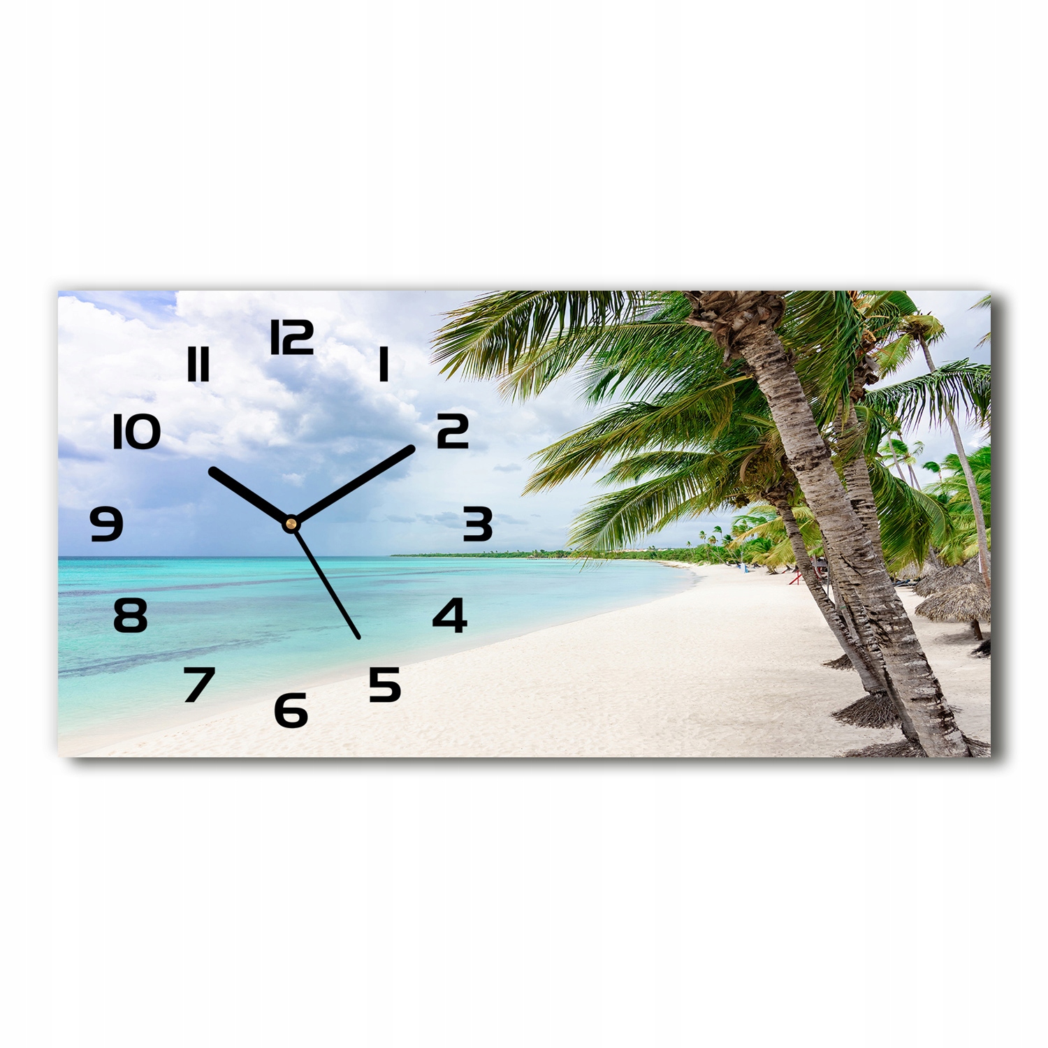 

Zegar ze szkła na ścianę Tropikalna plaża 60x30 cm