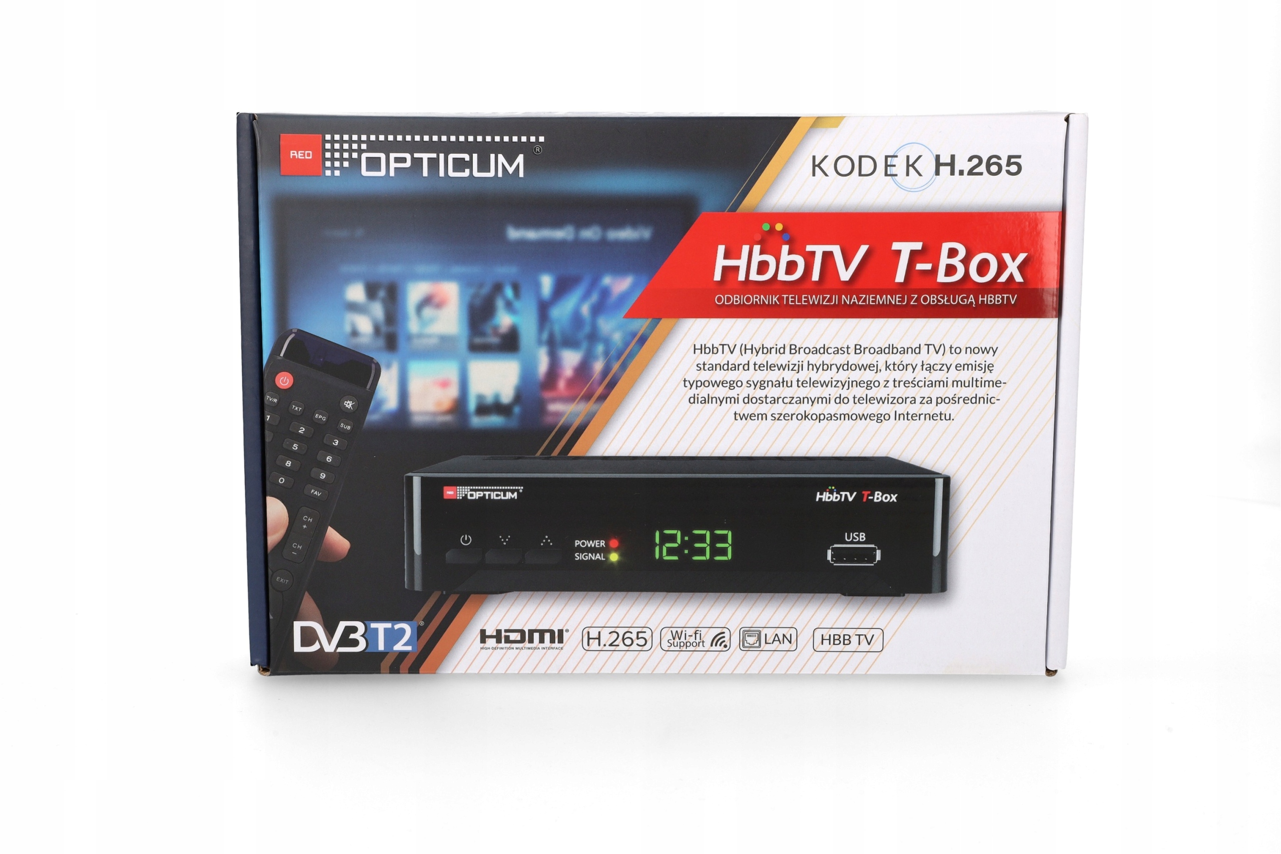 DVB-T2 tuner Opticum Hbbtv T-box H.265 Plné Hd Wi-Fi Vod Digitální videorekordér