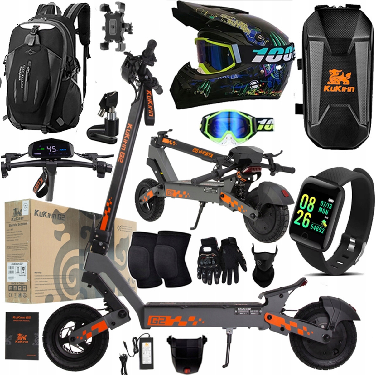 KuKirin G2 Skládací Elektrická Koloběžka 48V 15Ah 1200W 45 km/h Dojezd 55 km dárky