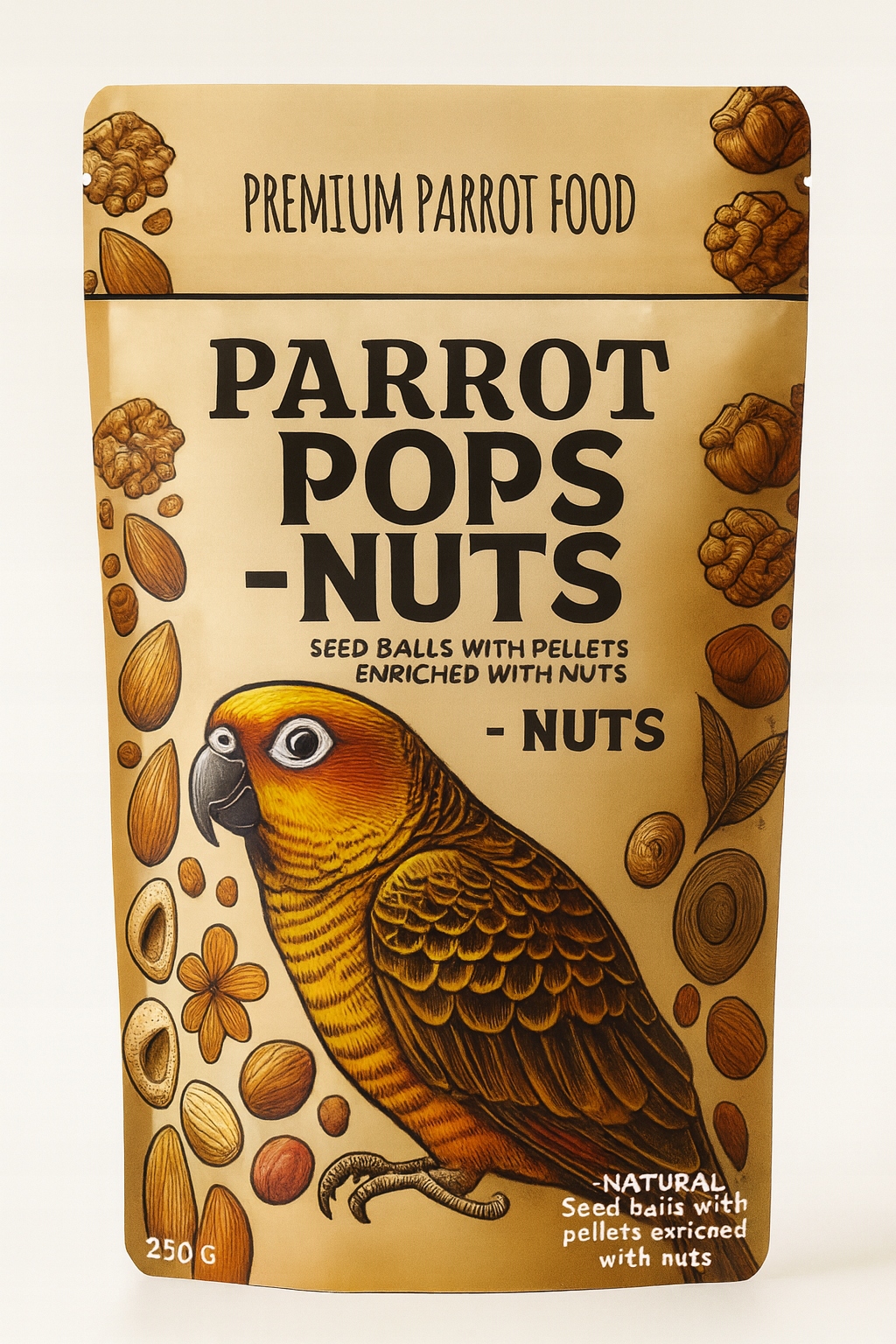 Parrot Pops Nuts Small zrno s velkým množstvím ořechů pro papoušky 250 g