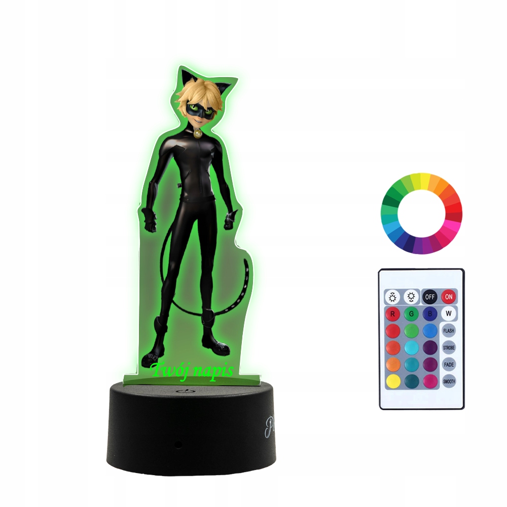 

Lampka Nocna z Nadrukiem Led Miraculum Czarny Kot