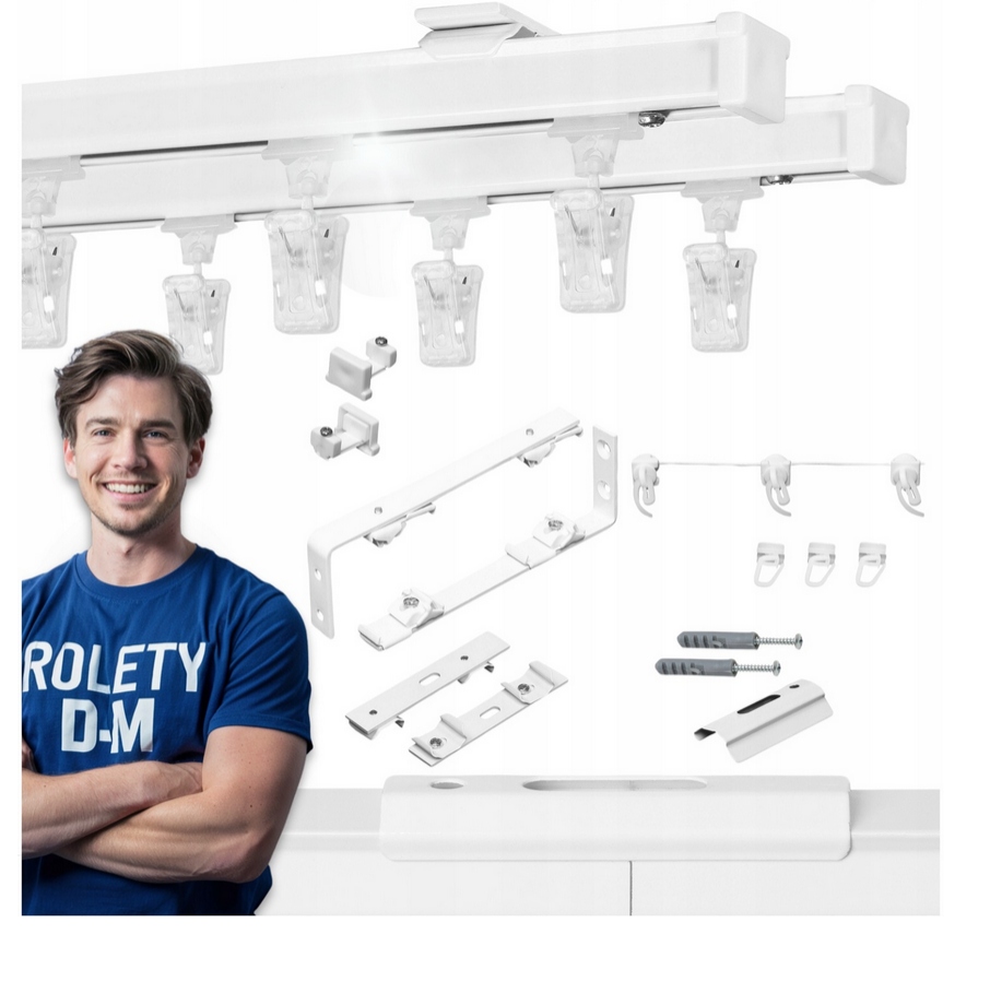 Szyna Sufitowa Podwójna Karnisz Aluminiowy 2-tory 520 cm Ks Komplet Solidny