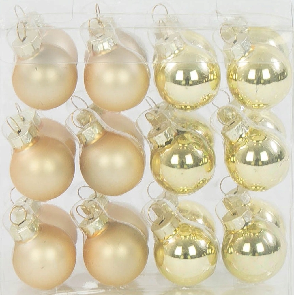 

Złote Bombki Szklane 2,5 CM Bańka Bombka 24 Sztuki