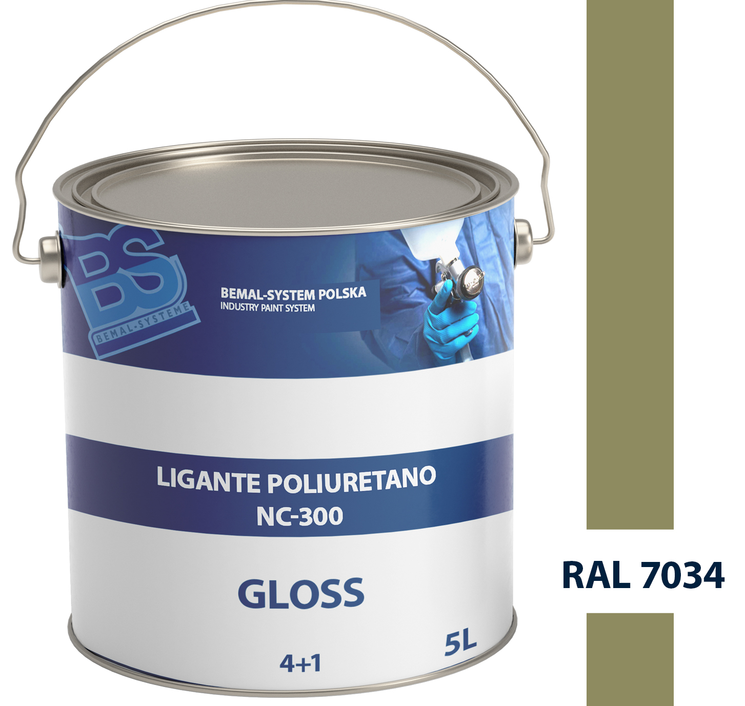 BEMAL FARBA OKRĘTOWA - LAKIER POLIURETANOWY - 5L - RAL 7034