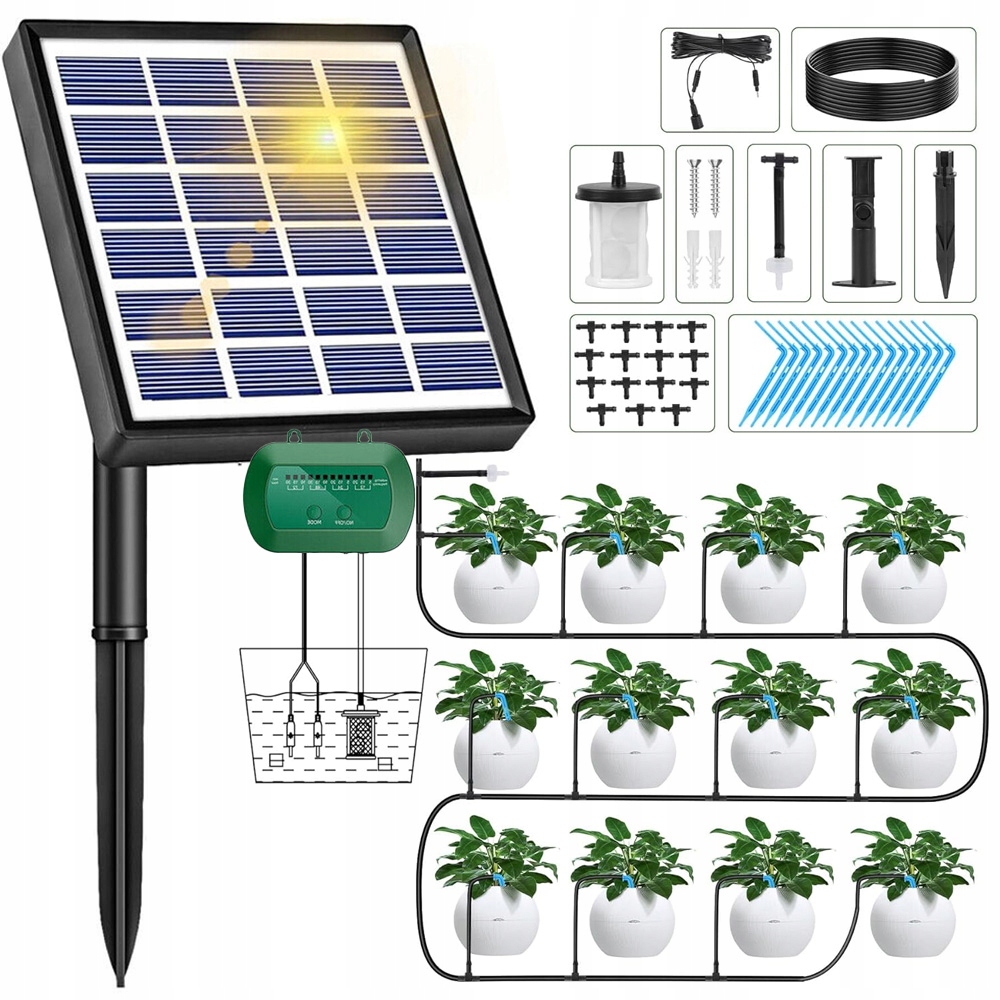 15 M Solární Systém Zavlažování Zahrady S Automatickým Kapkovým Zavlažováním, 12 Režimů