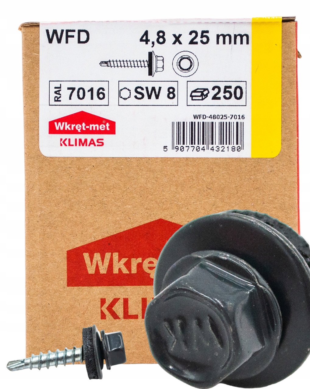 WKRĘTY FARMERSKIE 4,8x25mm RAL 7016 FARMERY 250szt