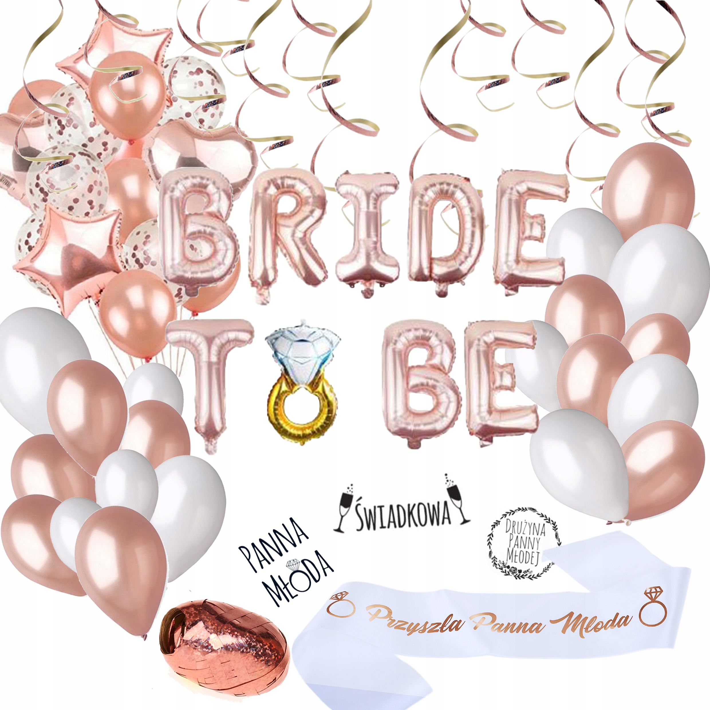 

Zestaw Balony Rose Gold Wieczór Panieński Wianek
