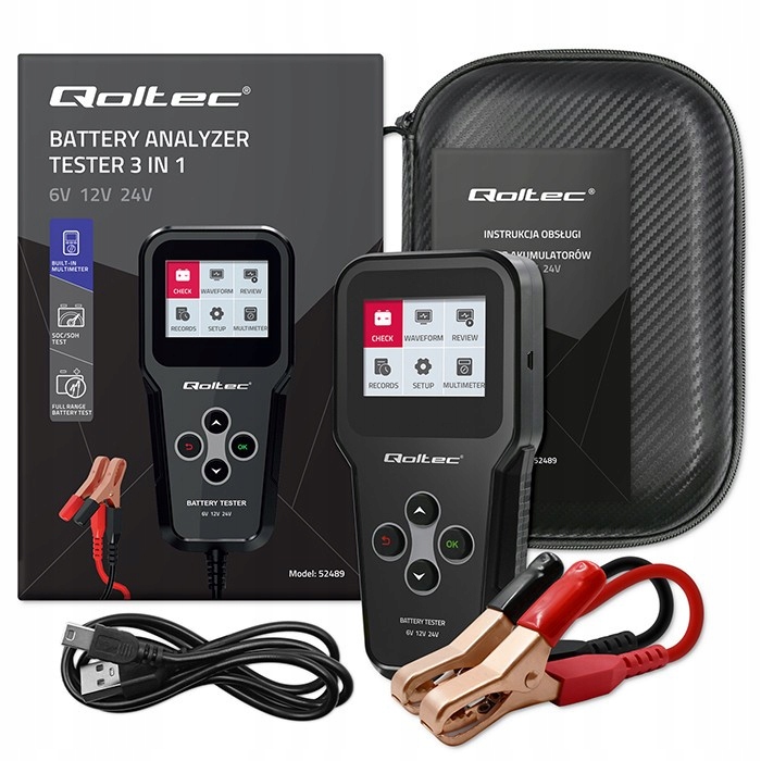 Qoltec Digitálny tester akumulátora 3v1 s LCD 6V 12V 24V 30Ah 200Ah