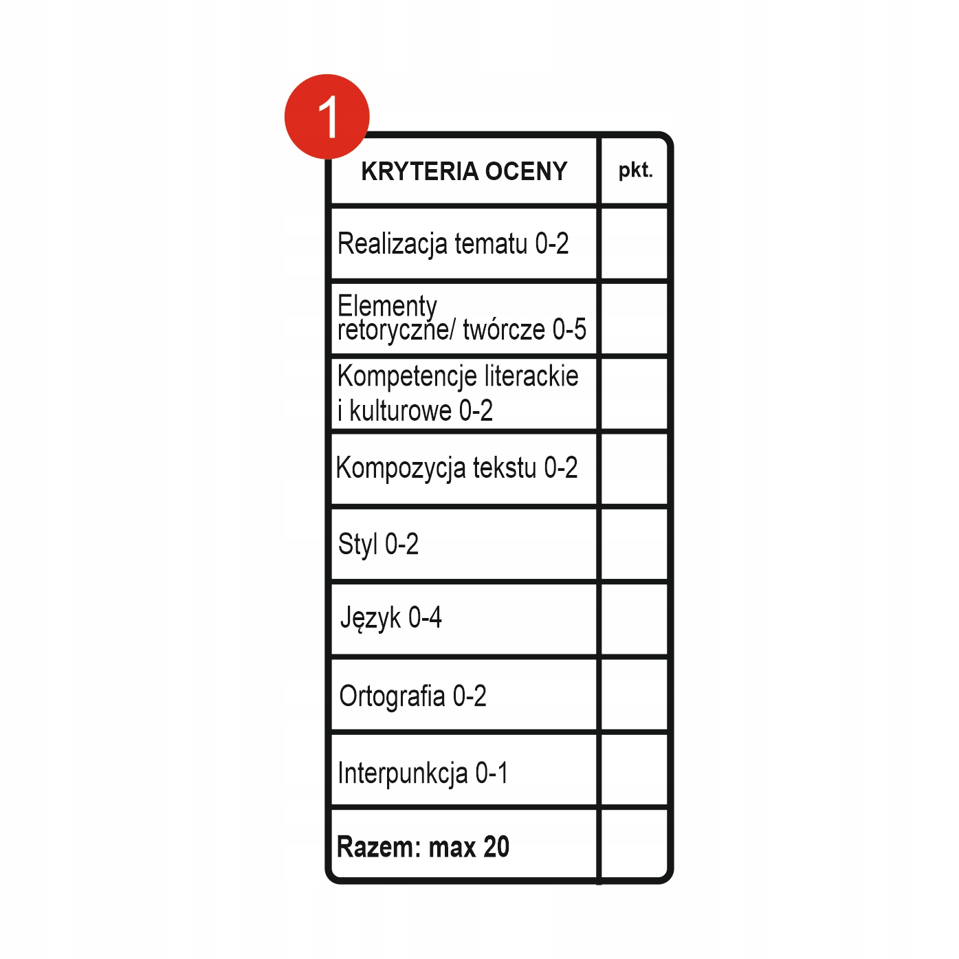 PIECZĄTKI PIECZĄTKA DLA NAUCZYCIELI KRYTERIA OCENY