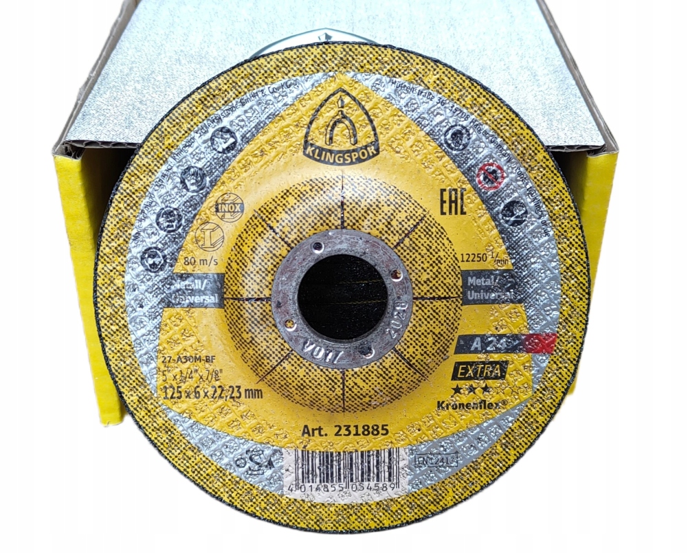 Tarcza do szlifowania do metalu 125x6,0 wypukła 231885 A24 Extra Klingspor