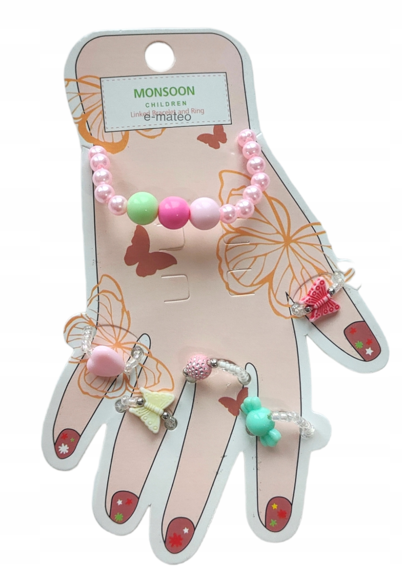 Zestaw Bransoletka i Pierścionki dla Dziewczynki Okazje urodziny