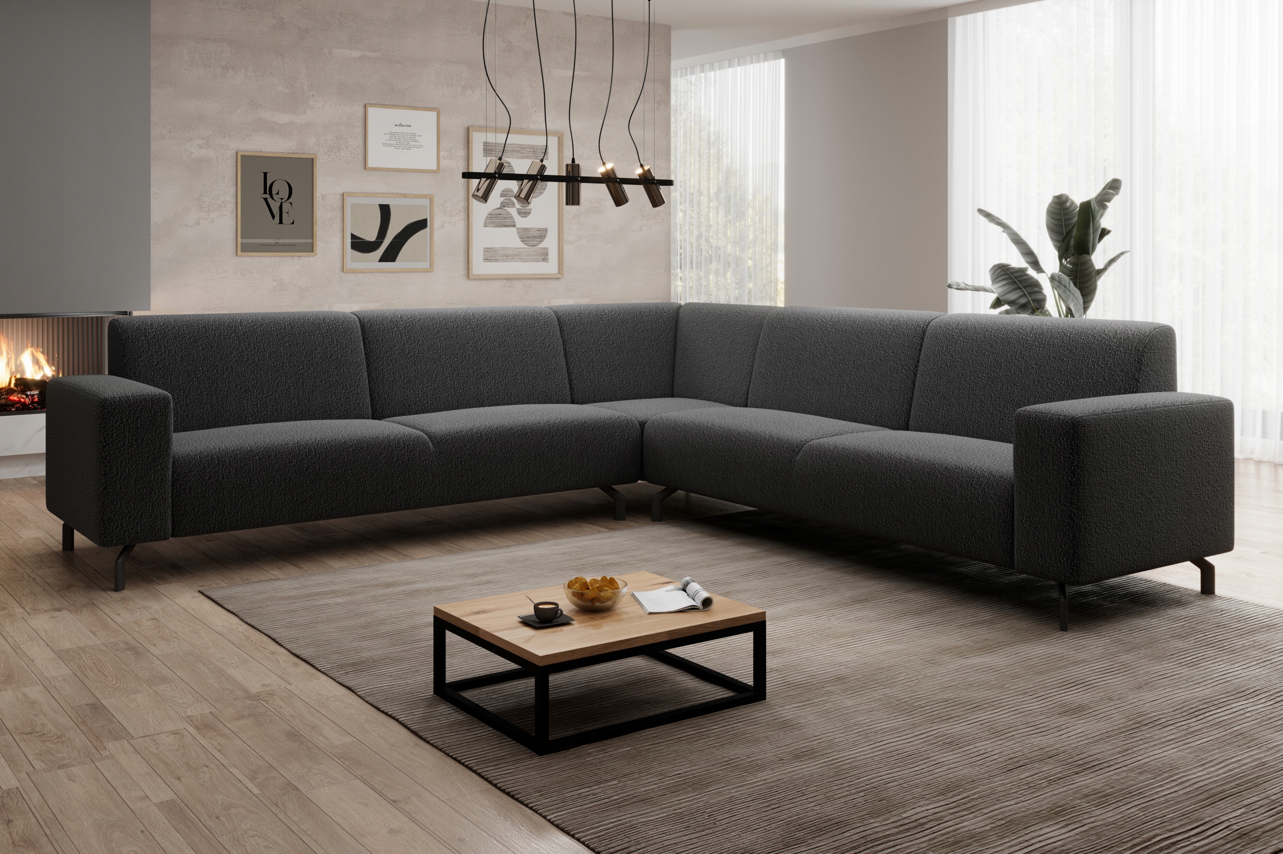 Mars rohová sedací souprava rohová sedačka modulový na nožičkách šedý