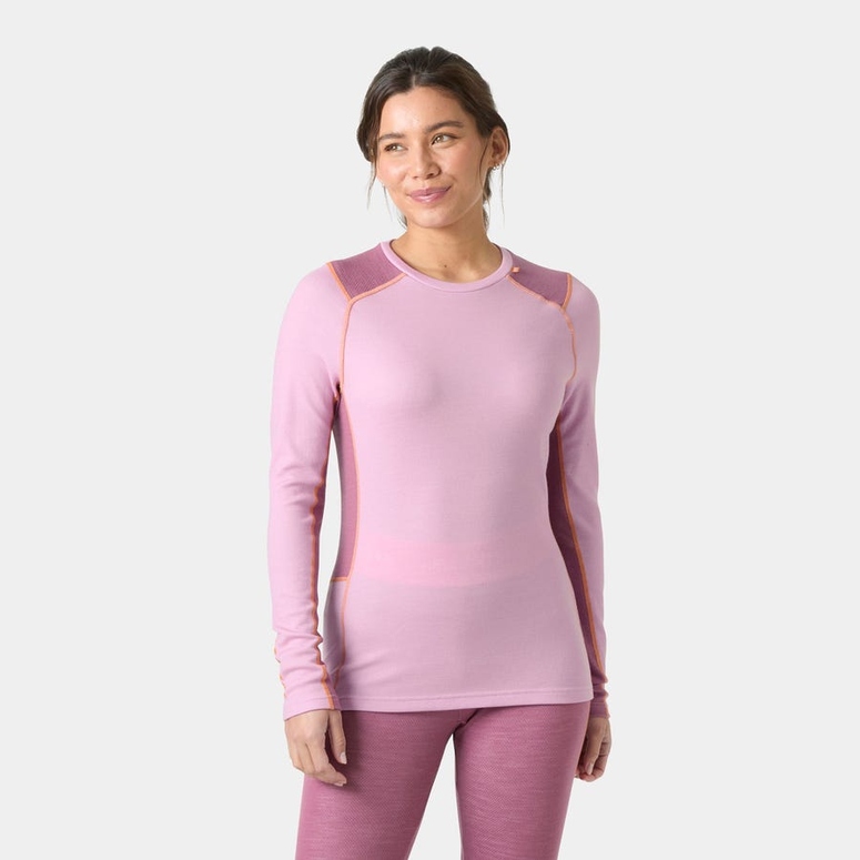 Koszulka damska Helly Hansen Lifa Merino Mid Crew Base Layer Pink S