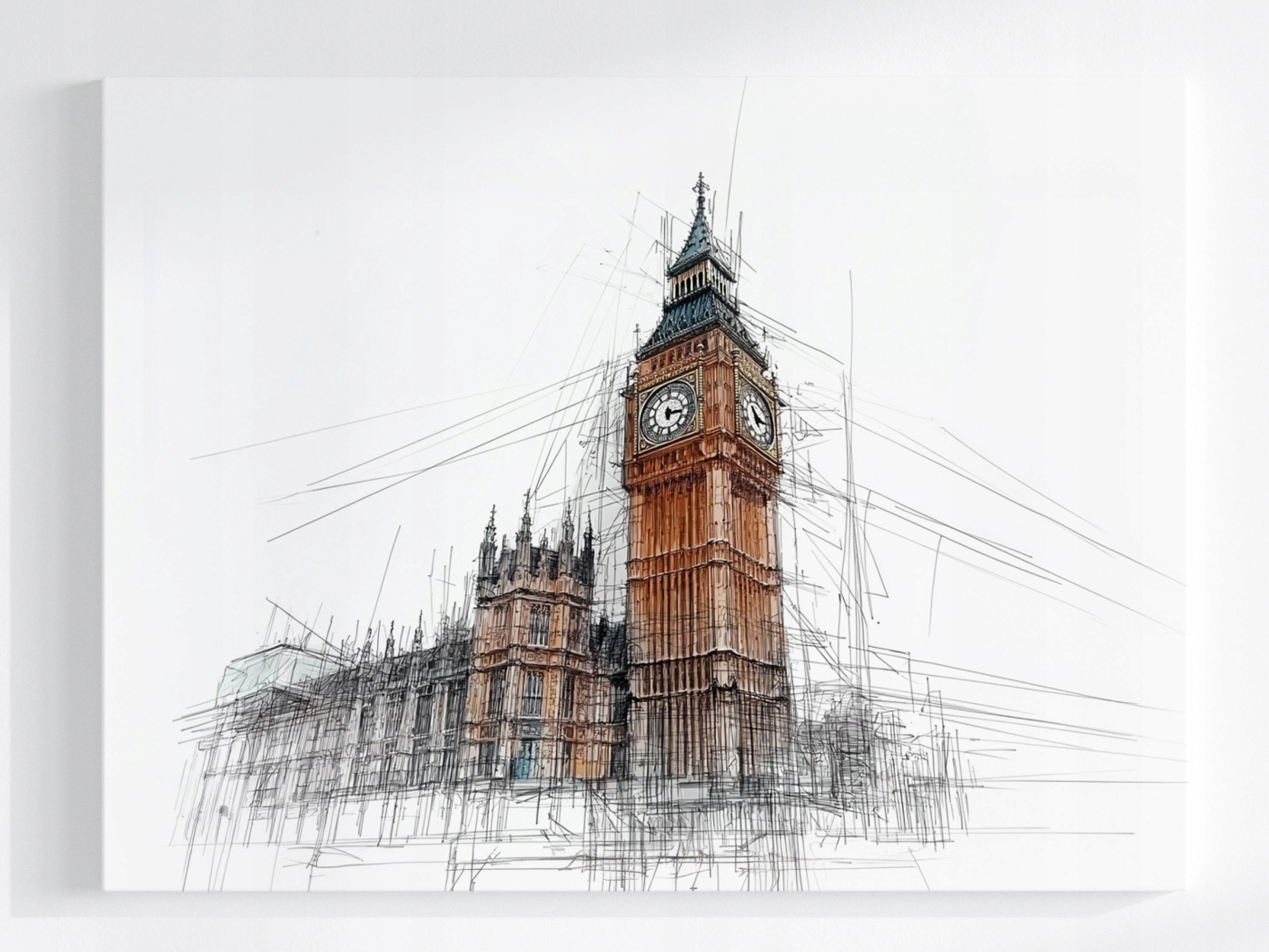 Obraz Na Plátně Canvas Kresba Skica Grafika Big Ben Hodiny Londýn 80x60