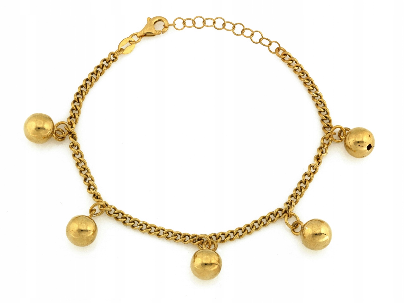 Pozlacený dámský stříbrný náramek 925 Pancerka s Kuličkami r20