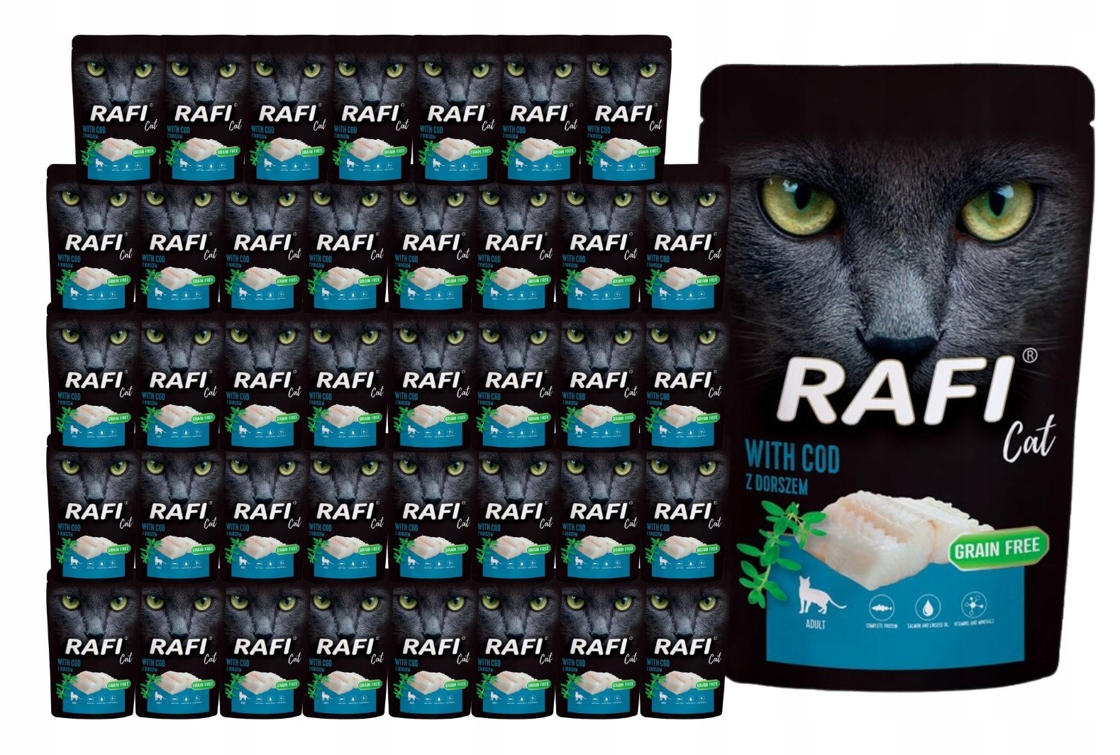 Levně Rafi Cat mokré krmivo pro kočky s treskou paštika 40x100 g