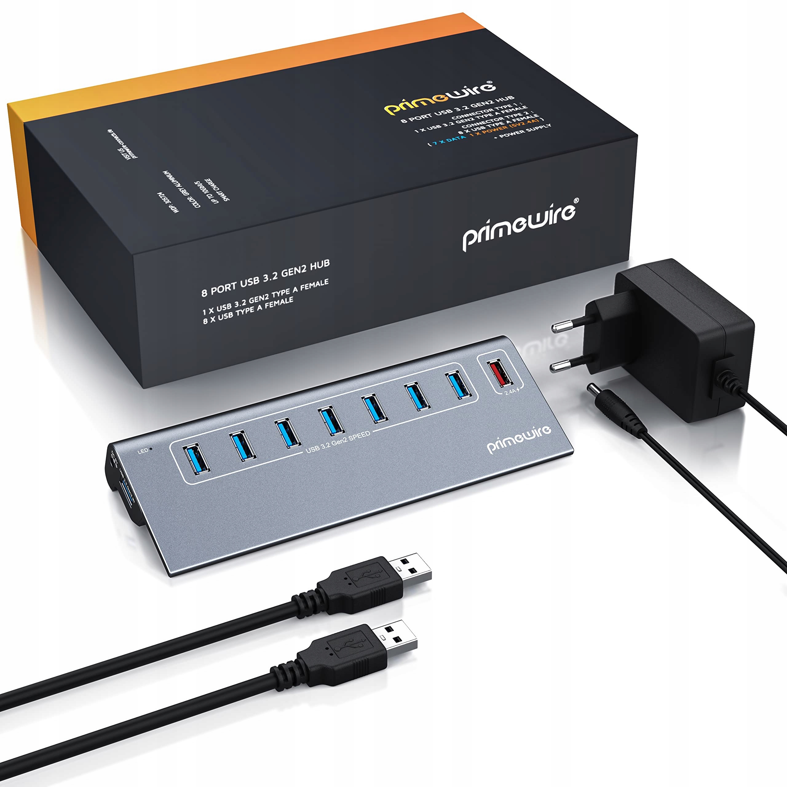 CSL 8 Portowy Hub USB 32 Gen2 10 GBit/s Zasilacz PC Laptop Tablet — miniatura 7