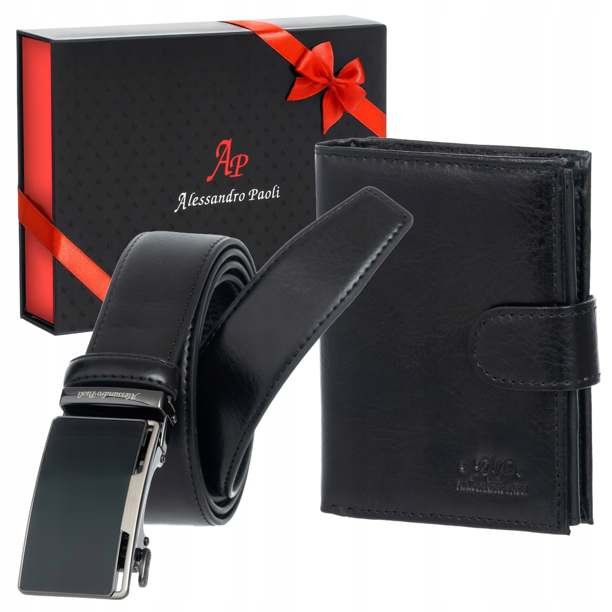 Pánská Dárková Sada Peněženka a Pásek Alessandro Černá
