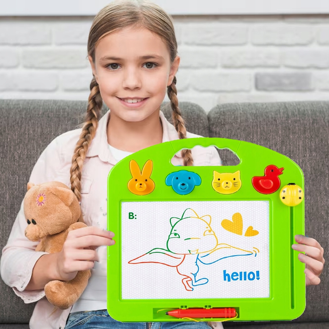 Znikopis Tablica Magnetyczna z Długopisem KOLOROWE RYSUNKI + 4 Pieczątki Marka Stator