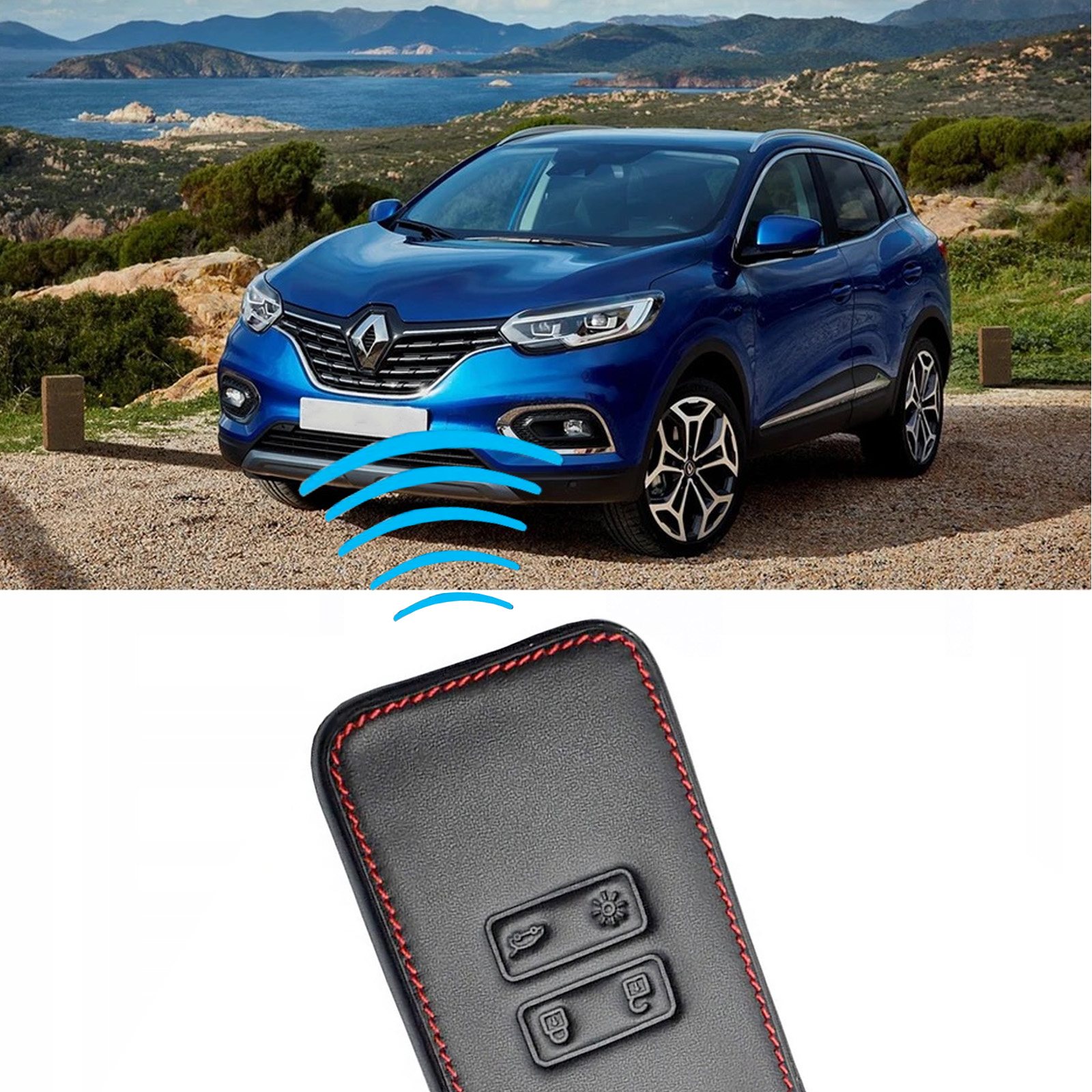 Skórzane etui pokrowiec na kartę RENAULT Kadjar Captur Megane Clio Scenic Stan opakowania oryginalne