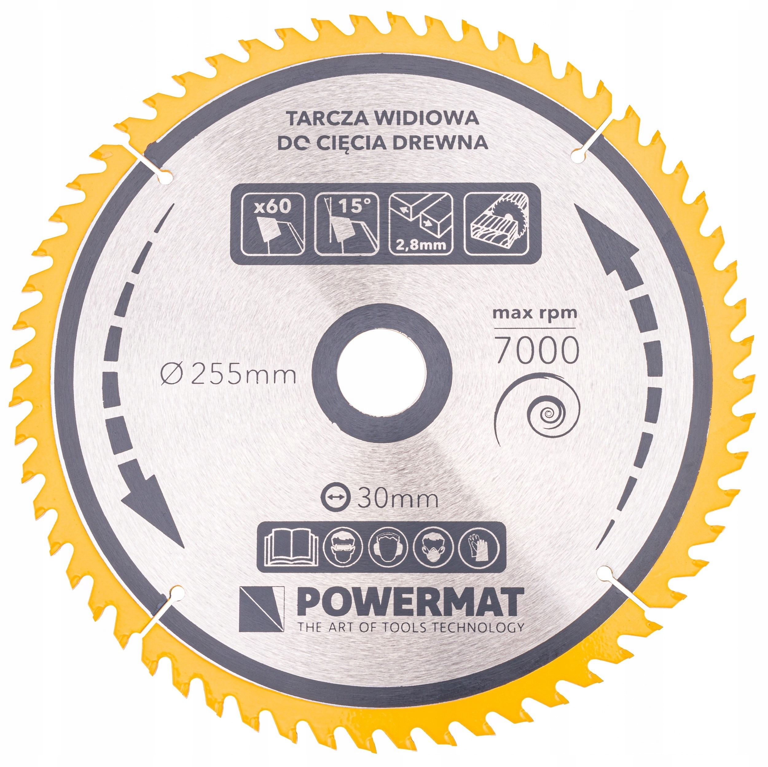 TARCZA WIDIOWA DO DREWNA PIŁY PIŁA 255 X 30 MM 60Z Marka Powermat
